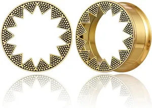 1 Pair Serrated Classic Gauges for Ear Tunnels Plugs 00g (0g-1'') 316 Stainless Steel Ear Weight Saddle Hypoallergenic expander Piercing Body Jewelry Black,Gold,Silver
