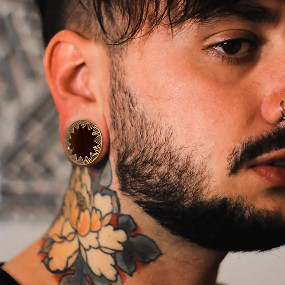 1 Pair Serrated Classic Gauges for Ear Tunnels Plugs 00g (0g-1'') 316 Stainless Steel Ear Weight Saddle Hypoallergenic expander Piercing Body Jewelry Black,Gold,Silver