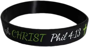 1 Single bracelet - Black I Can Do all Things Through Christ Bracelet Philippians 4 13 Silicone Wrist Band Rubber Christian Bracelets For Men And Women Ink Injected Industrial Strength