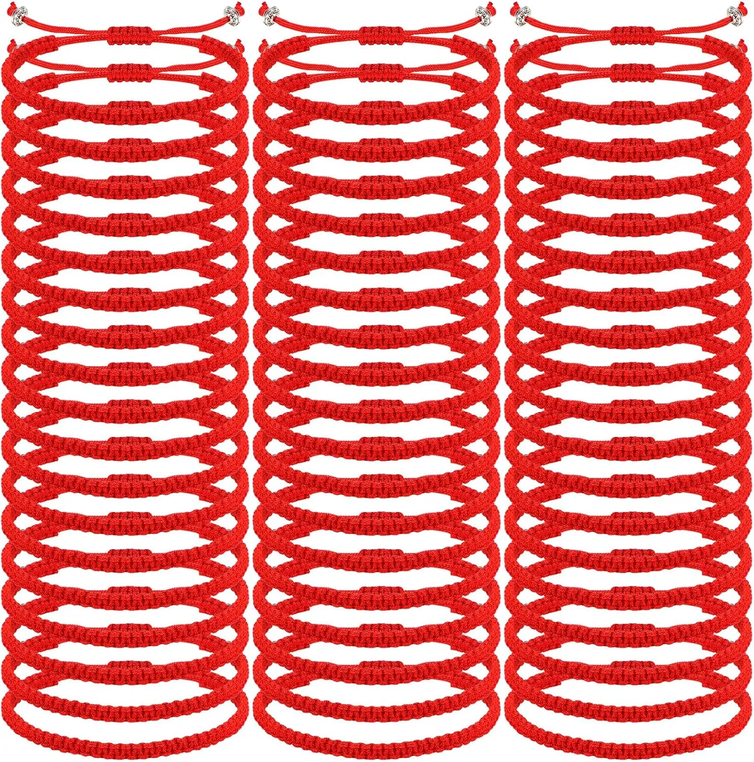 100 Pcs Red Bracelet for Protection Good Luck Kabbalah Adjustable Matching Braided Rope Red String Bracelet Bulk Gifts for Women Men Couples