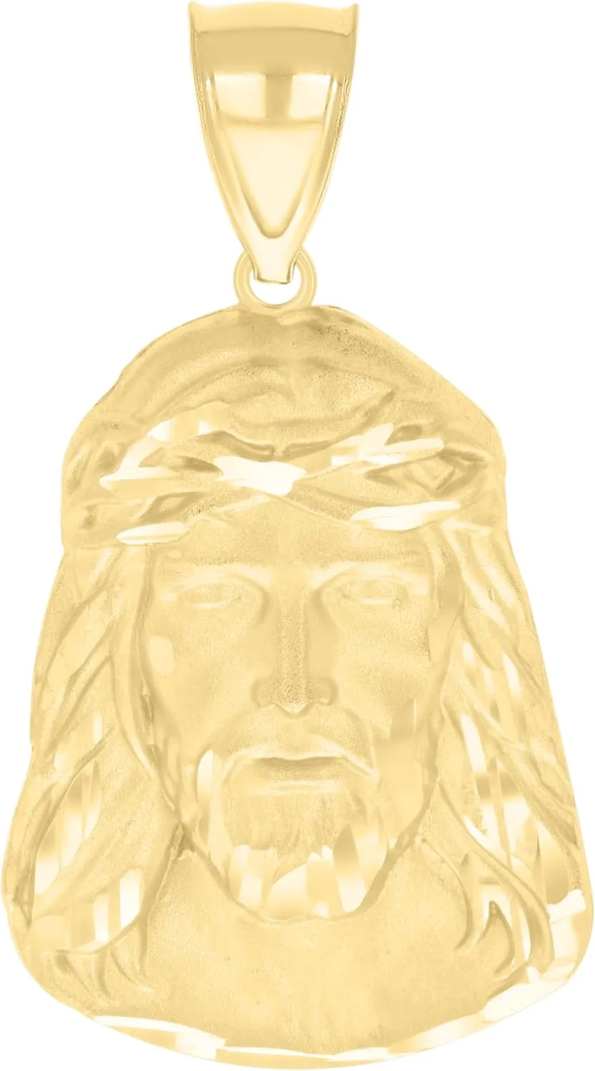 10K Yellow Gold Men's Jesus Pendant  Stylish Religious Charm