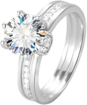 14K Gold 1/2/3 Carat Diamond Women's Engagement Rings, Elegant 6-Prong Design VVS1 D-Color, Round Cut Diamond Wedding Ring