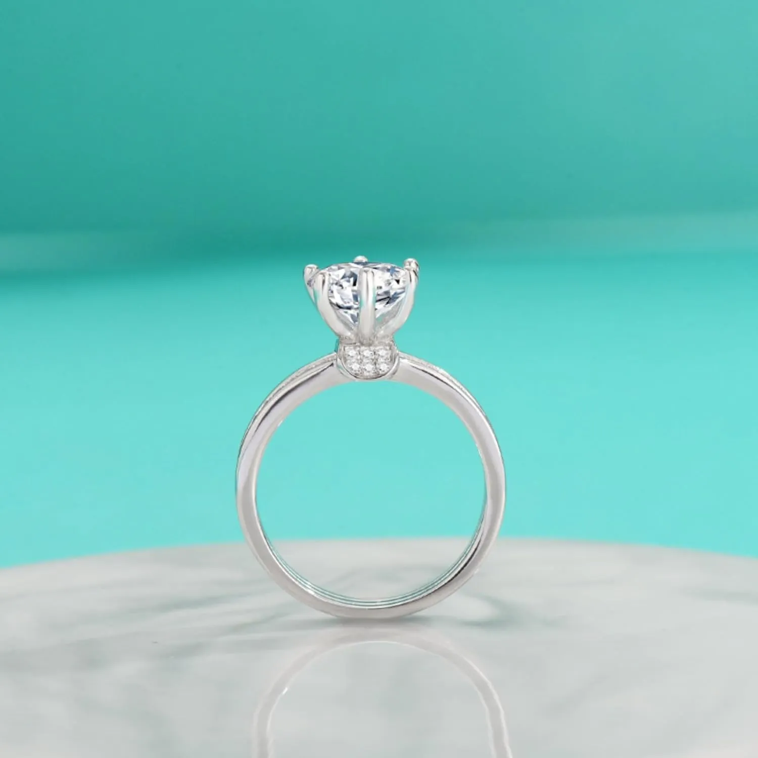 14K Gold 1/2/3 Carat Diamond Women's Engagement Rings, Elegant 6-Prong Design VVS1 D-Color, Round Cut Diamond Wedding Ring