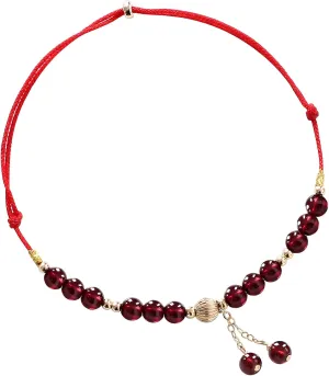 14k gold anklets for women Handmade anklet Crystal anklet Crystal anklet Foot jewelry Natural garnet crystal 14K gold anklet Garnet anklet 14K adjustable anklet Anklet for women