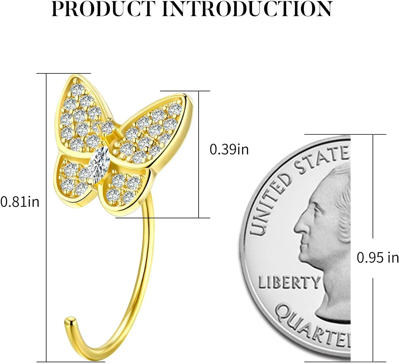 14K Gold Plated Cubic Zirconia Butterfly Earrings for Women and Men, Dainty Simple Hypoallergenic CZ Earrings | Fashion Wedding Jewelry Gifts