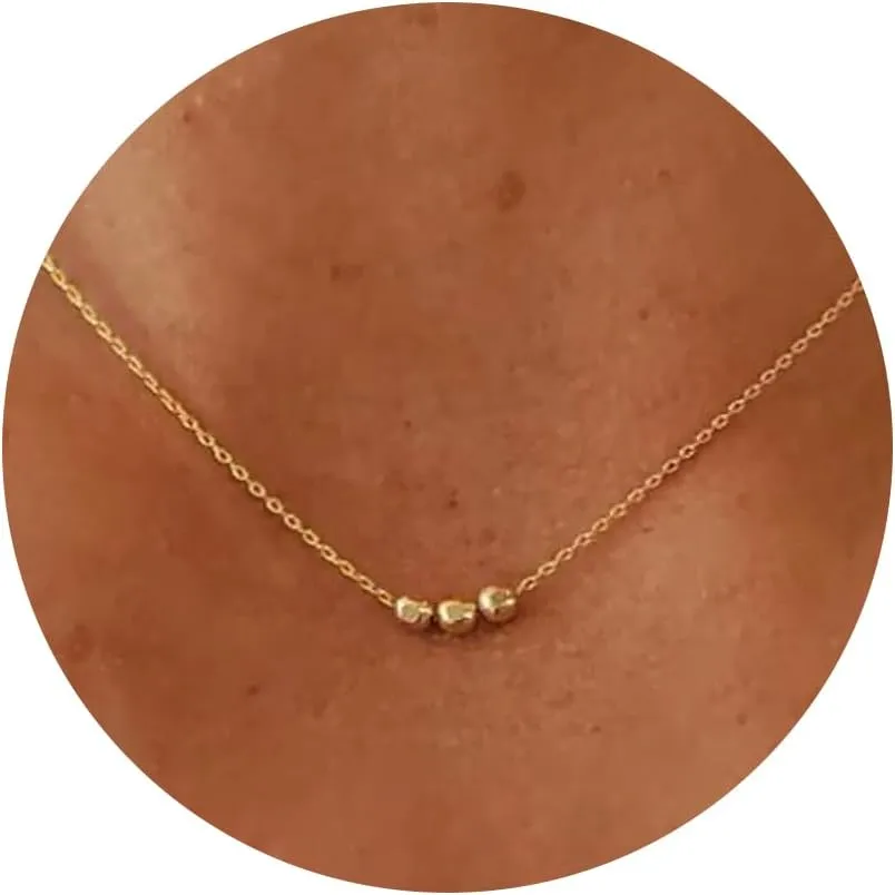 14K Gold Plated Necklace for Women - Dainty Flower, Leaf, Bead, Tree, Bee, Sun, Bar, Infinity, Star, Arrow, Teardrop, Butterfly, Boot, Cirlce, Bow Pendant Necklaces, Simple Jewelry