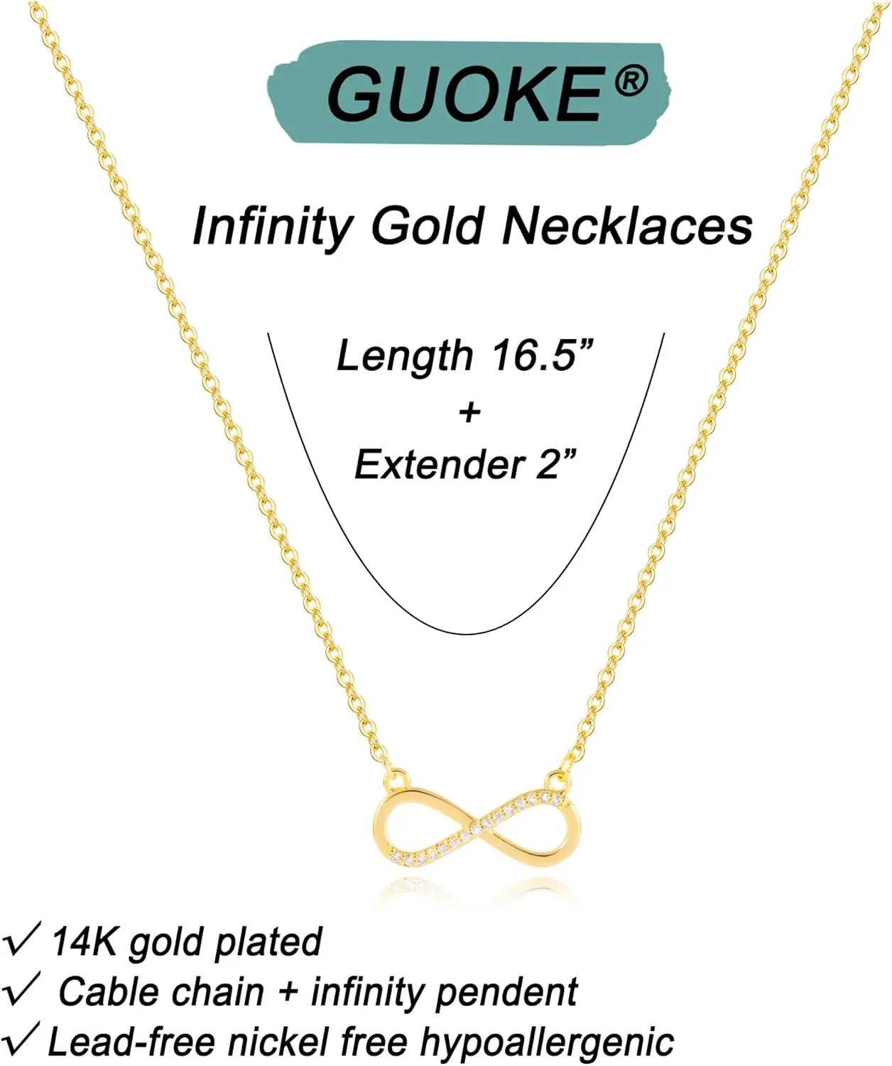 14K Gold Plated Necklace for Women - Dainty Flower, Leaf, Bead, Tree, Bee, Sun, Bar, Infinity, Star, Arrow, Teardrop, Butterfly, Boot, Cirlce, Bow Pendant Necklaces, Simple Jewelry
