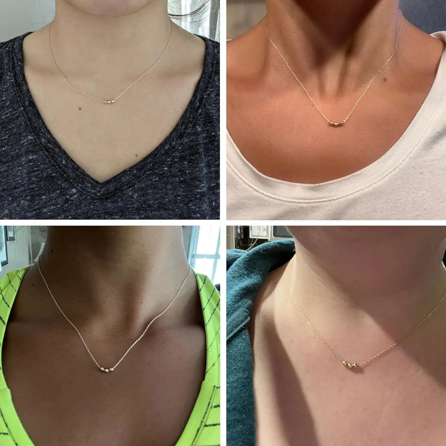14K Gold Plated Necklace for Women - Dainty Flower, Leaf, Bead, Tree, Bee, Sun, Bar, Infinity, Star, Arrow, Teardrop, Butterfly, Boot, Cirlce, Bow Pendant Necklaces, Simple Jewelry