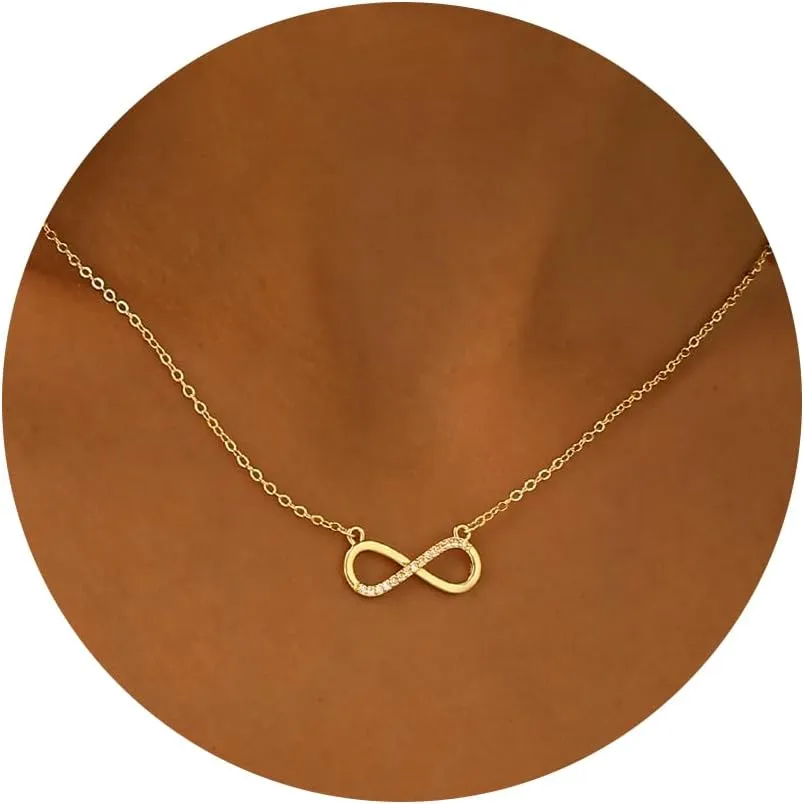 14K Gold Plated Necklace for Women - Dainty Flower, Leaf, Bead, Tree, Bee, Sun, Bar, Infinity, Star, Arrow, Teardrop, Butterfly, Boot, Cirlce, Bow Pendant Necklaces, Simple Jewelry
