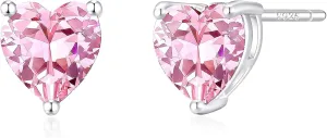 14K Gold Plated Stud Earrings 925 Sterling Silver Post Earrings Heart Love Cubic Zirconia Stud Earrings Small Cute for Women