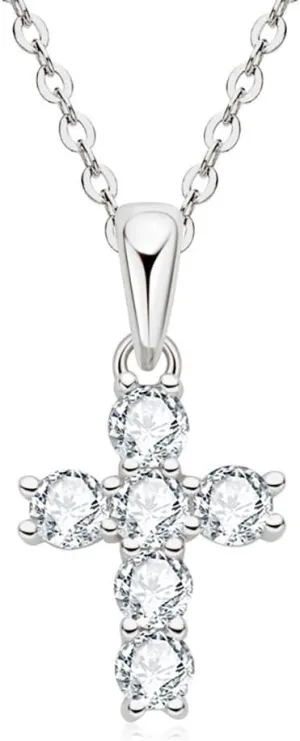 14K Gold Vintage Cross Necklace for Women, 0.6ct VVS1 Round Cut D-color Diamond, Ideal Present for Your Loved One(Chain Length: 15.75 1.97 ")