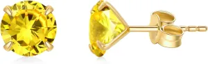 14K Solid Gold Birthstone Stud Earrings for Women, Yellow Gold Classic 4-Prong Set Brillant Round Cut Simulated Diamond Stud Earrings Women Jewelry Gifts