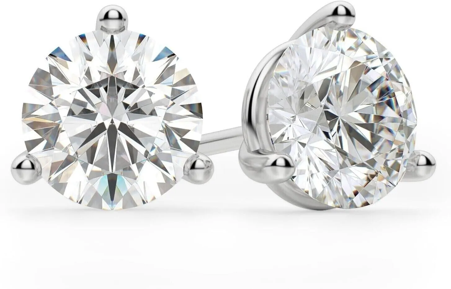 14K White Gold Plated 6mm Round Cut Simulated Diamond Solitaire Stud Earrings 925 Silver
