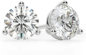 14K White Gold Plated 6mm Round Cut Simulated Diamond Solitaire Stud Earrings 925 Silver