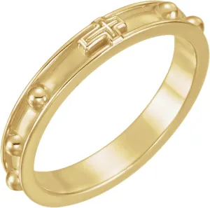 14k Yellow Gold 3.20mm Rosary Ring  Faith-Inspired Elegant Jewelry for Men & Women, Ideal Religious Accessory, Unisex Prayer Ring
