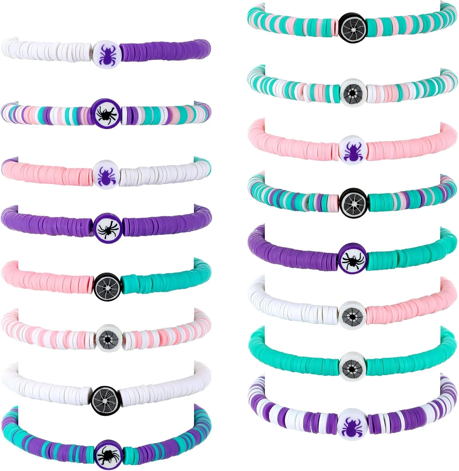 16 Pcs Friendship Bracelet Gift Set Adjustable Stretch Beaded Bracelets Birthday Party Decorations Supplies(Spider)