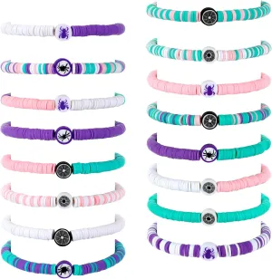 16 Pcs Friendship Bracelet Gift Set Adjustable Stretch Beaded Bracelets Birthday Party Decorations Supplies(Spider)