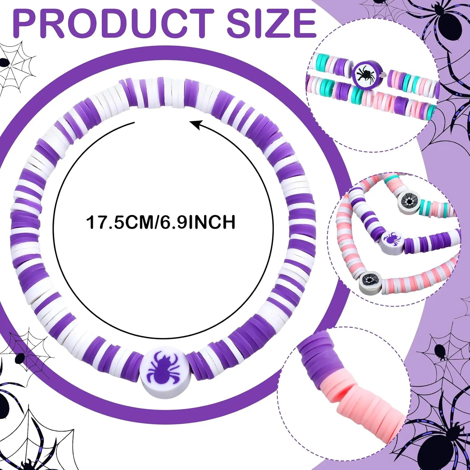 16 Pcs Friendship Bracelet Gift Set Adjustable Stretch Beaded Bracelets Birthday Party Decorations Supplies(Spider)