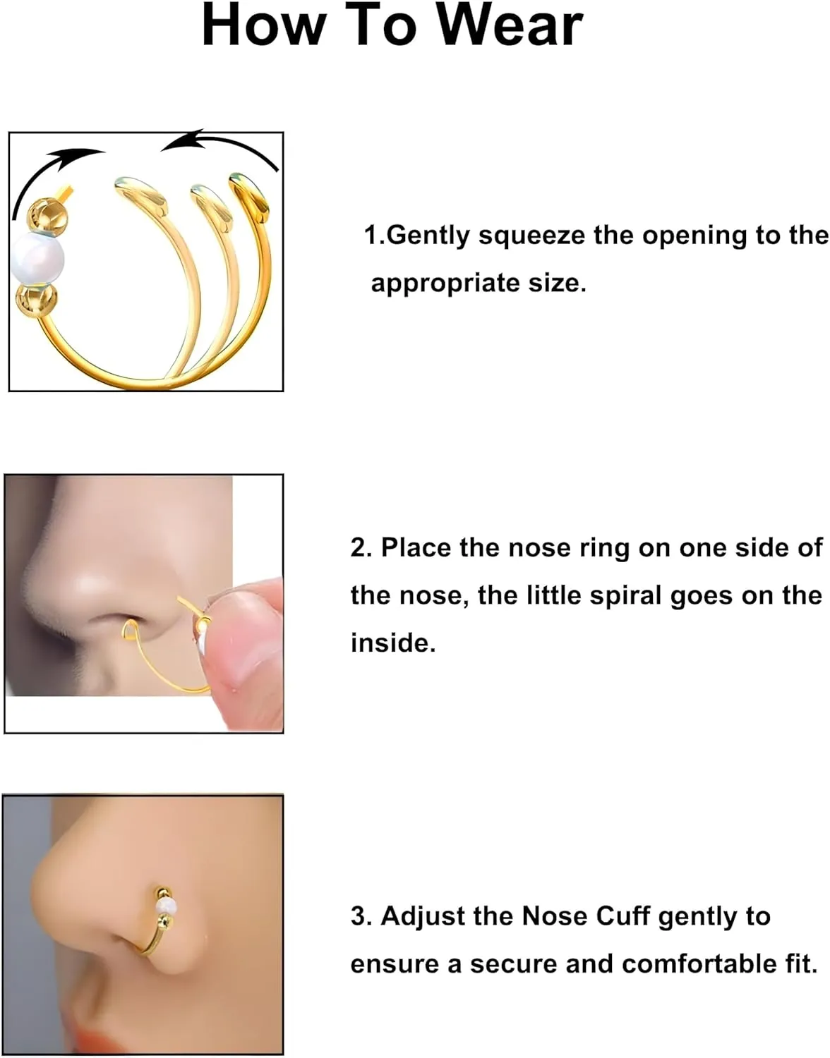 18g Gold Nose Hoops Opal Nose Rings For Women - Fake/Real, Surgical Steel, Hypoallergenic