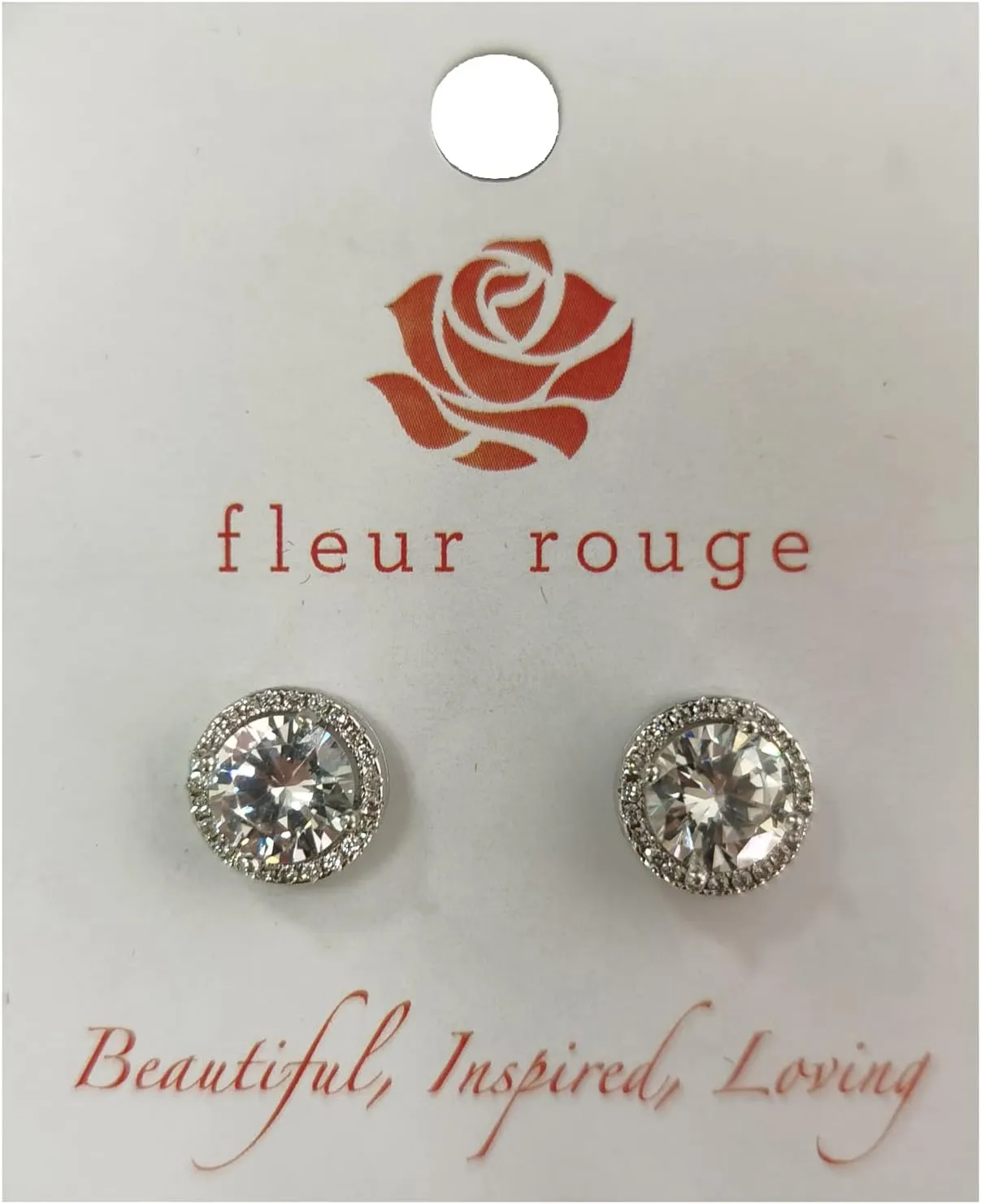 18K Gold Plated Halo Stud Earrings CZ Simulated Diamond Round Earing for Women, Rose Earrings for Man, Sparkle Allure Earrings with Size 0.39inch / 0.27inch, in Rose Gold,White Gold and Yellow Gold