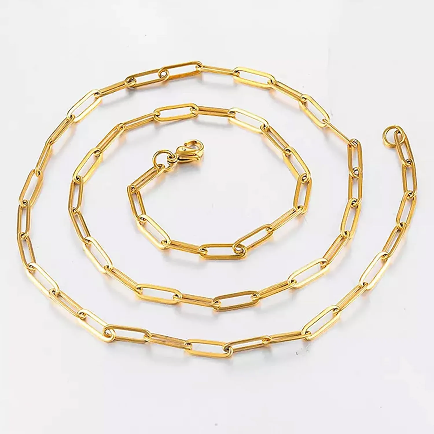 18K Gold Plated Paperclip Chain Necklace for Women 3.0MM Gold Chain Necklace, Link Chain Necklaces for Women Men Unisex Multiple Length Size