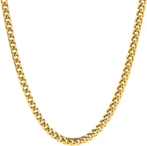 18k Yellow Gold Italian 3.0mm Franco Link Chain Necklace for Men Rope Gold Chain Necklaces for Women | Cuban Chains for Men Boys Women Hip-Hop Cool Style Unisex 16"-28"