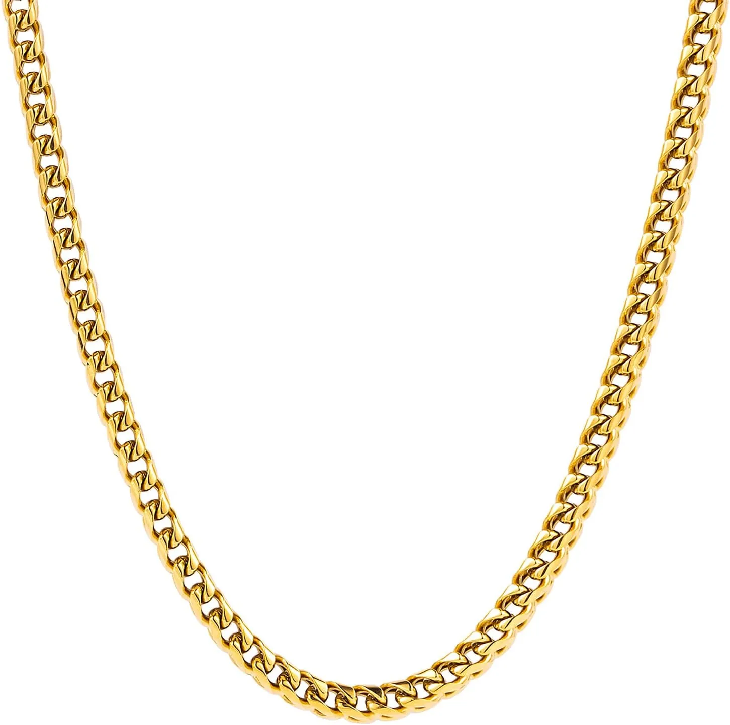 18k Yellow Gold Italian 3.0mm Franco Link Chain Necklace for Men Rope Gold Chain Necklaces for Women | Cuban Chains for Men Boys Women Hip-Hop Cool Style Unisex 16"-28"