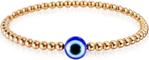 1PC Blue Evil Eye Bracelets for Women, Womens Gold Beaded Bracelets Non Tarnish Trendy Dainty Gold Jewelry Waterproof Cuff Charm with Pearl Accents Stacked Pearl Bracelet Accessories for Gift