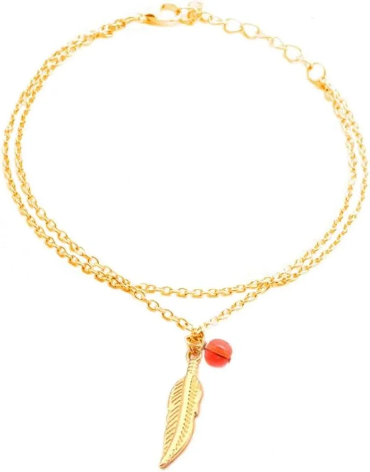1X Jewellery Anklet Chain Boho Golden Leaf Pendant Beach Sandal Barefoot Charm Ankle Bracelet Exquisite Workmanshipcloset-Hanging-Jewelry-Organizers