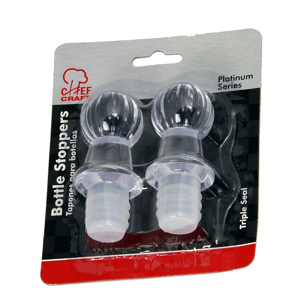 2 PC Acrylic Bottle Stoppers Clear Silicone Seal Bottle Cork Wine Plug Stopper