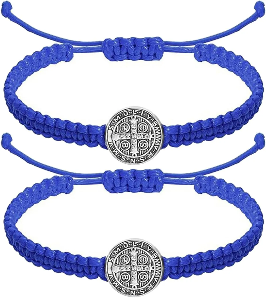 2 Pcs Friendship Cross Bracelet for Women Cross String Rope Braided Bracelet Cross Charm Adjustable Handmade Matching Couple Bracelets Lucky Blue Friendship Bracelets Virgin Mary Cross Bracelet Jewellery