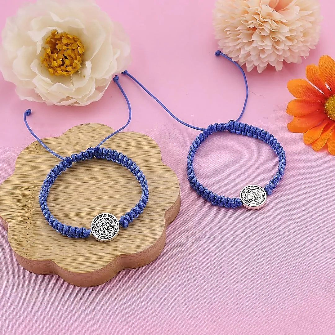 2 Pcs Friendship Cross Bracelet for Women Cross String Rope Braided Bracelet Cross Charm Adjustable Handmade Matching Couple Bracelets Lucky Blue Friendship Bracelets Virgin Mary Cross Bracelet Jewellery