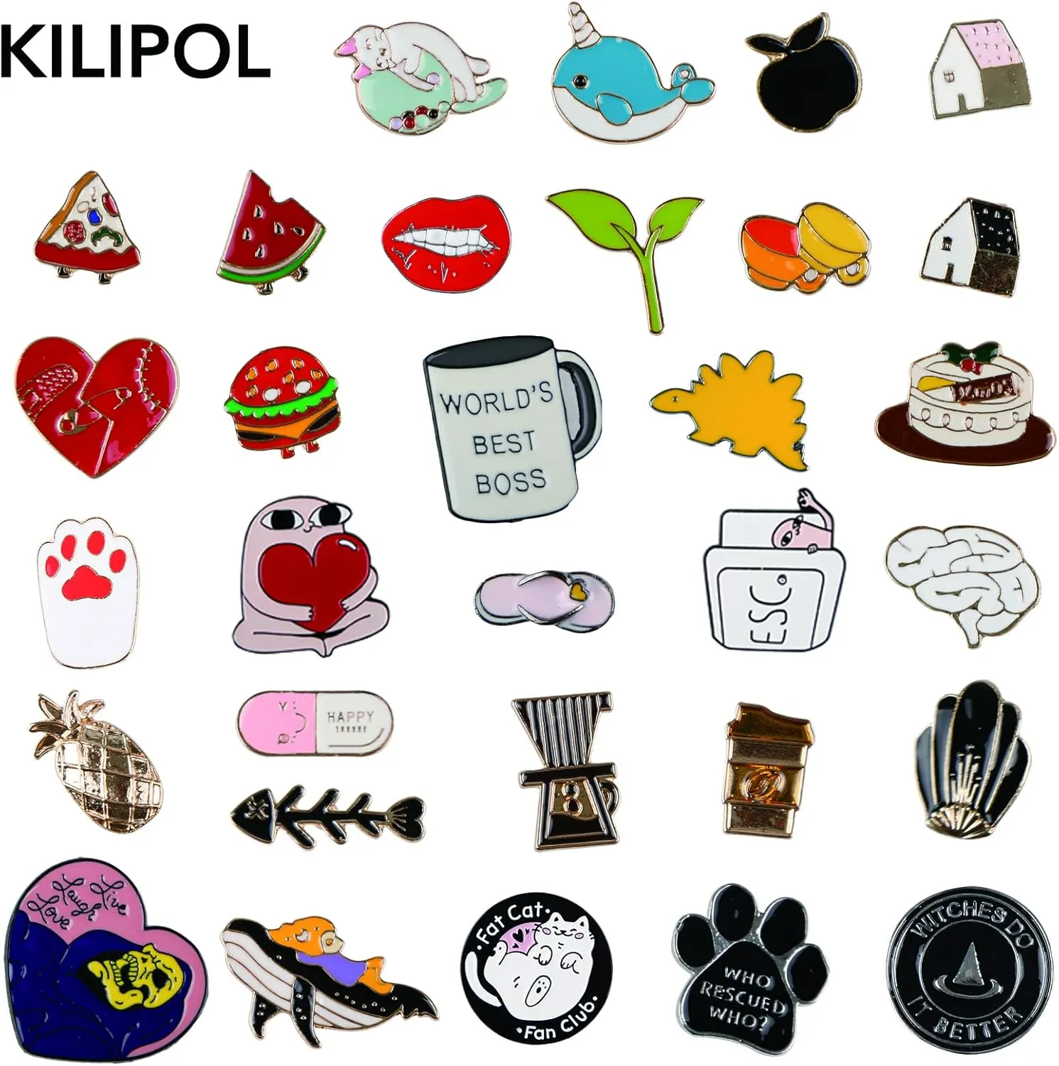 20 PCS Mixed Enamel Brooch Pins Bulk Set | Decoration Lapel Pin Clothes Accessories Birthday Christmas Festival Gift for Girls Women, No Repetition (Random Style)