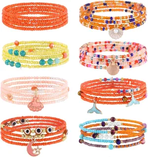 24-39in Waist Bead for Women Elastic Sea Shell Waist Beads Layered Pendant Belly Beads Set Body Chain Jewelry for Summer Bikini Beach