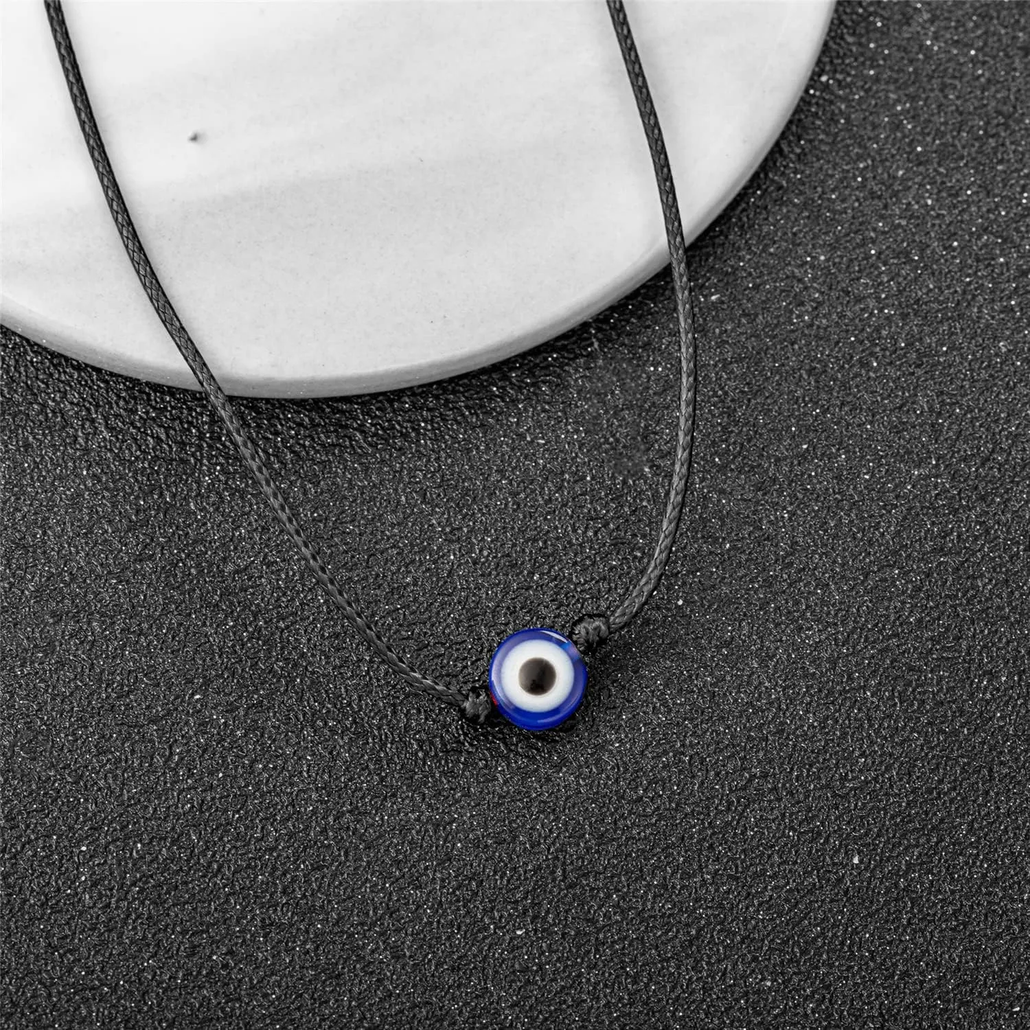 2PCS Evil Eye Anklet Bracelet for Women Men Handmade Wax Rope Ankle Bracelets for Women Minimalist Jewelry