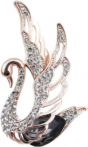 3 Colors Choose Rhinestone and Crystal Swan Brooches Women Elegant Animal Pins and Brooches