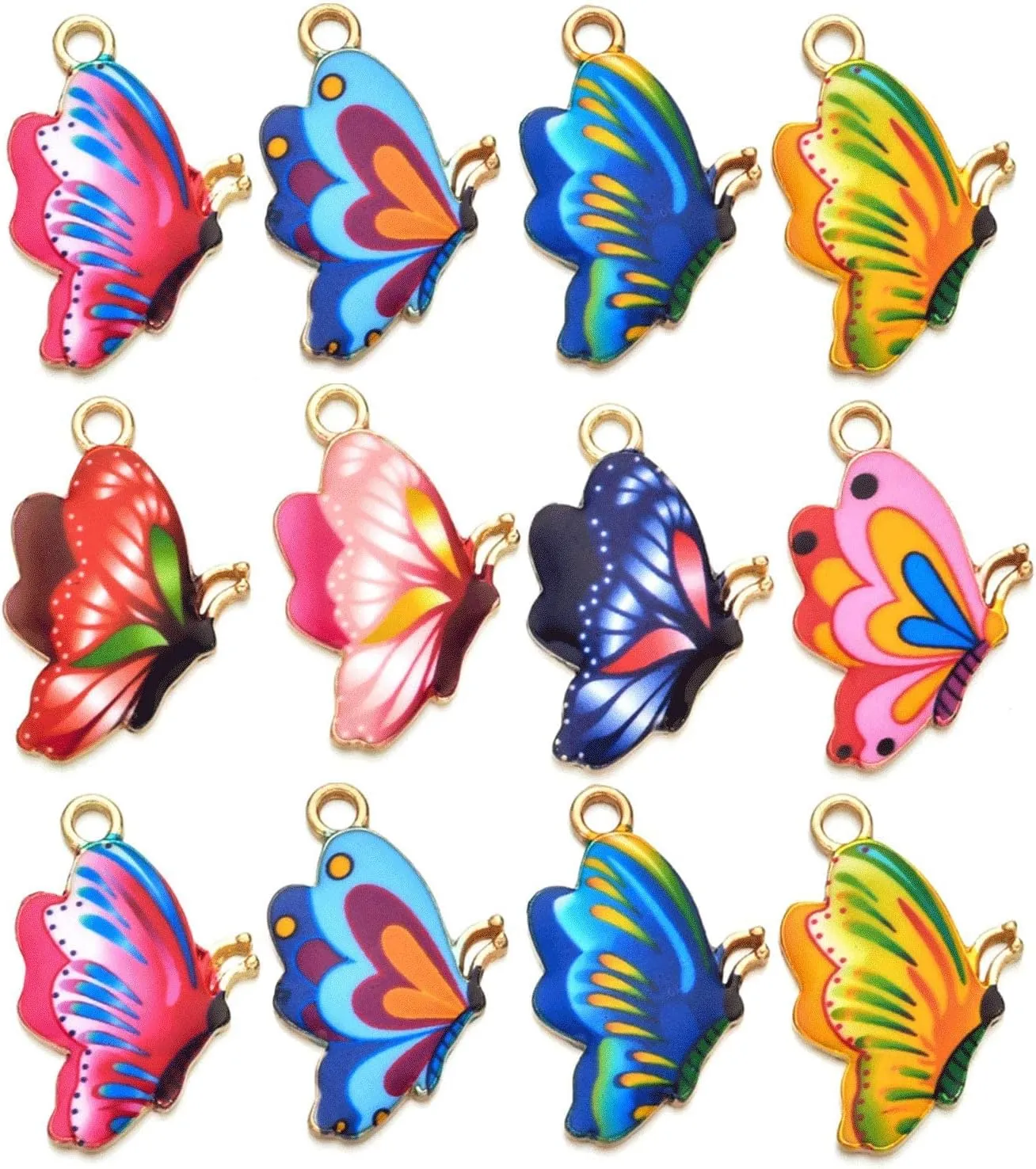 30 Pcs Mixed Color Alloy Enamel Butterfly Charms Pendant for Earrings Bracelets Necklace DIY Making Jewelry Making Accessories