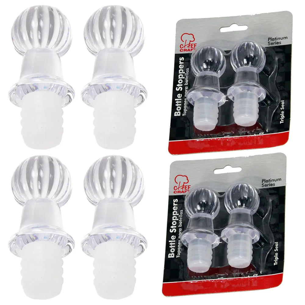 4 Wine Bottle Saver Stoppers Preserver Saver Plug Silicone Seal Cork Wine Sealer