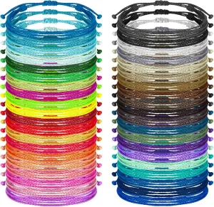 40 Pcs String Bracelets for Woman Surfer Bracelet Anklets Boho Friendship Wave Bracelet Summer Beach Adjustable Handmade Braided Yarn Bracelet for Teen Gifts