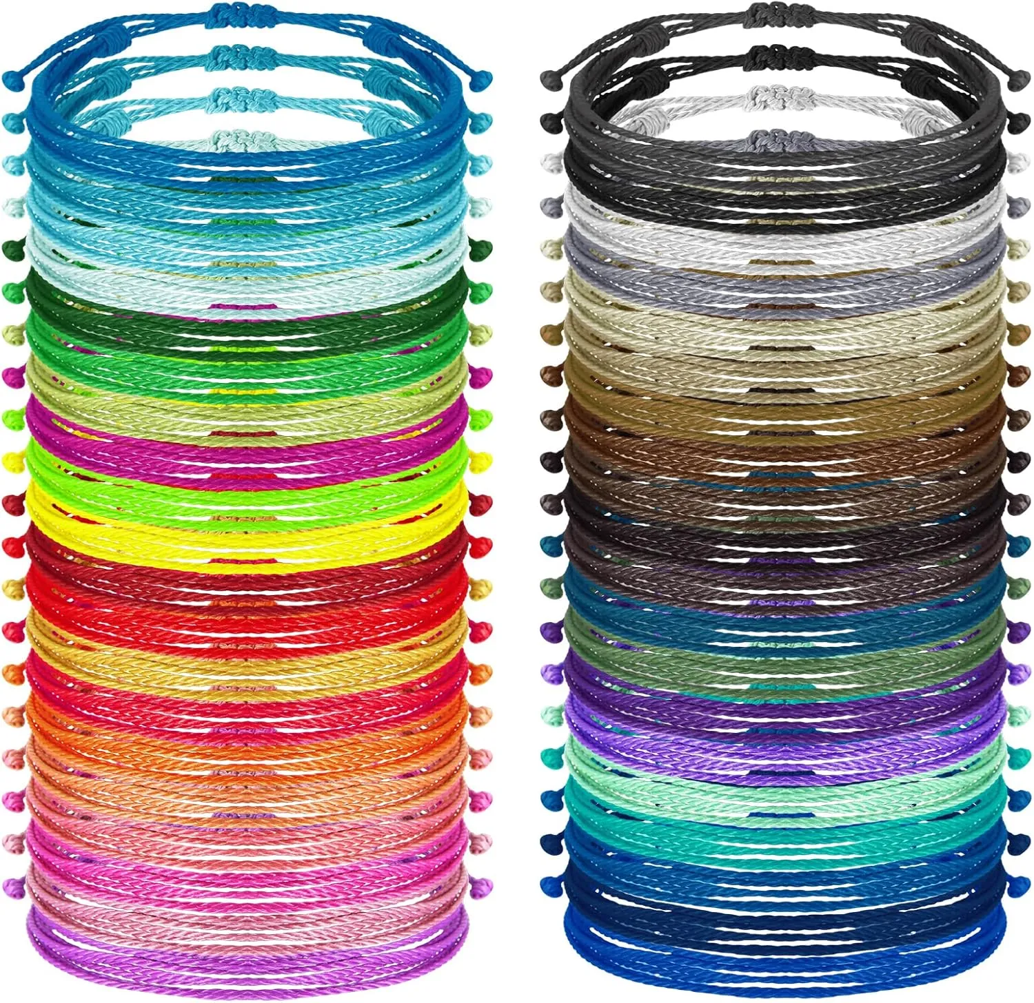 40 Pcs String Bracelets for Woman Surfer Bracelet Anklets Boho Friendship Wave Bracelet Summer Beach Adjustable Handmade Braided Yarn Bracelet for Teen Gifts