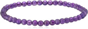 4mm Smooth Round Amethyst Stretch Bracelets in Various Sizes (6.5, 7, 7.5, 8 Inches)