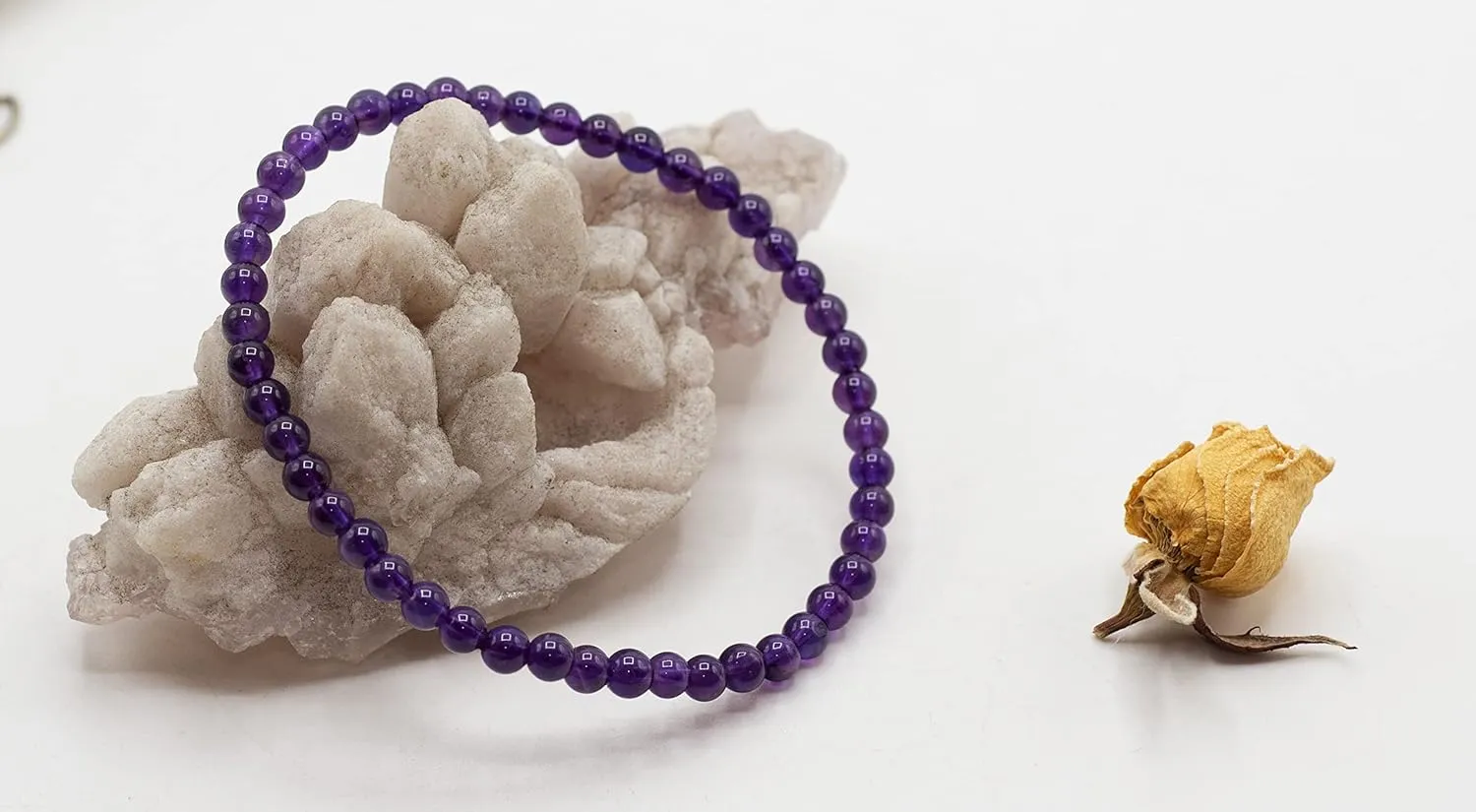 4mm Smooth Round Amethyst Stretch Bracelets in Various Sizes (6.5, 7, 7.5, 8 Inches)