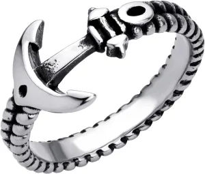 555Jewelry Stainless Steel Vintage Signet Nautical Pirate Sailor Anchor Ring for Men