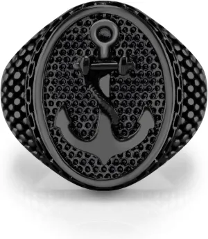 555Jewelry Stainless Steel Vintage Signet Nautical Pirate Sailor Anchor Ring for Men