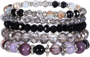 5Pcs Beaded Bracelets For Women, Stretch Bracelet For Women, Beaded Boho Stretch Bracelet Stackable, Pearl Crystal for Women Beaded Bracelets for Women Trendy Jewelry Gift for Women