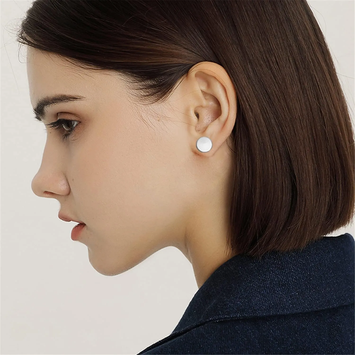 7 Pairs Punk Silver Stainless Steel Stud Earrings for Men Women Faux Gauges Ear Tunnel Earrings Sets 4mm-10mm