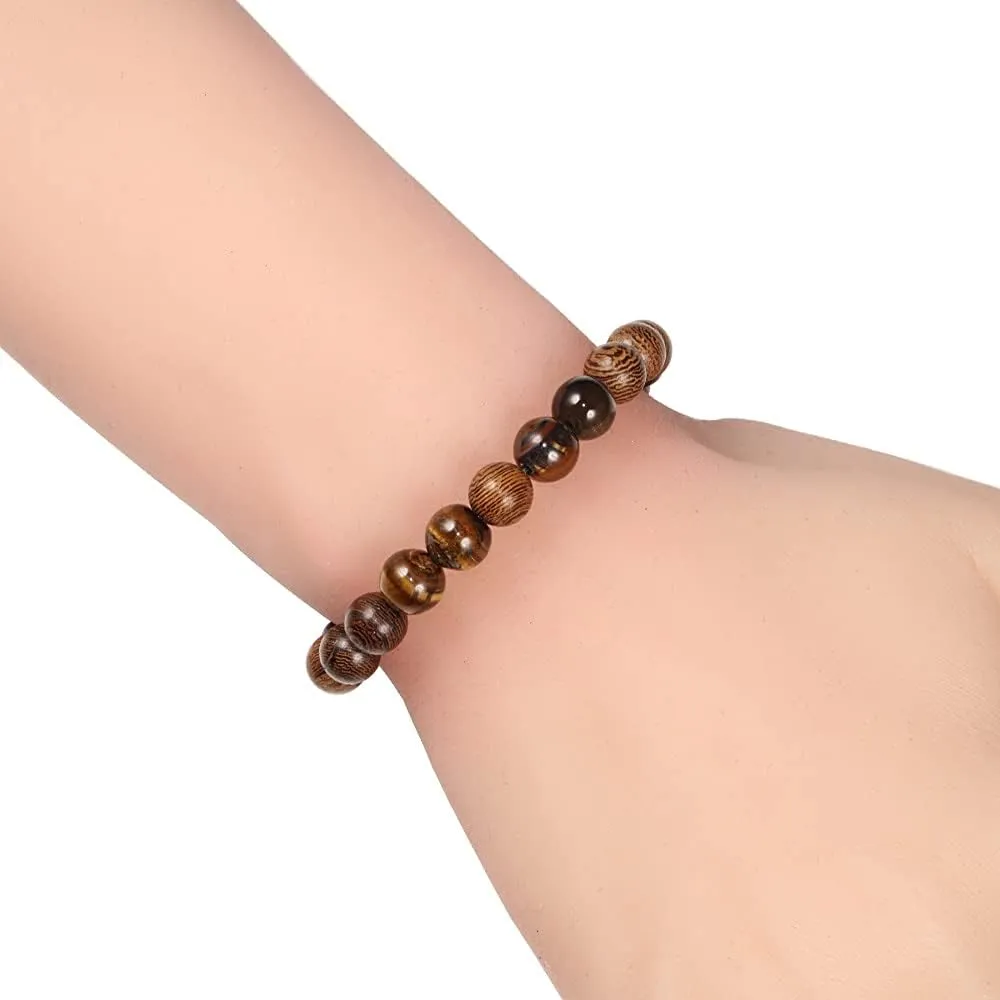 8mm New Natural Wood Braided Bracelets Men Adjustable Meditation Stone Beads Bracelet Women Prayer Jewelry Yoga Bracelet HommeBraided 10