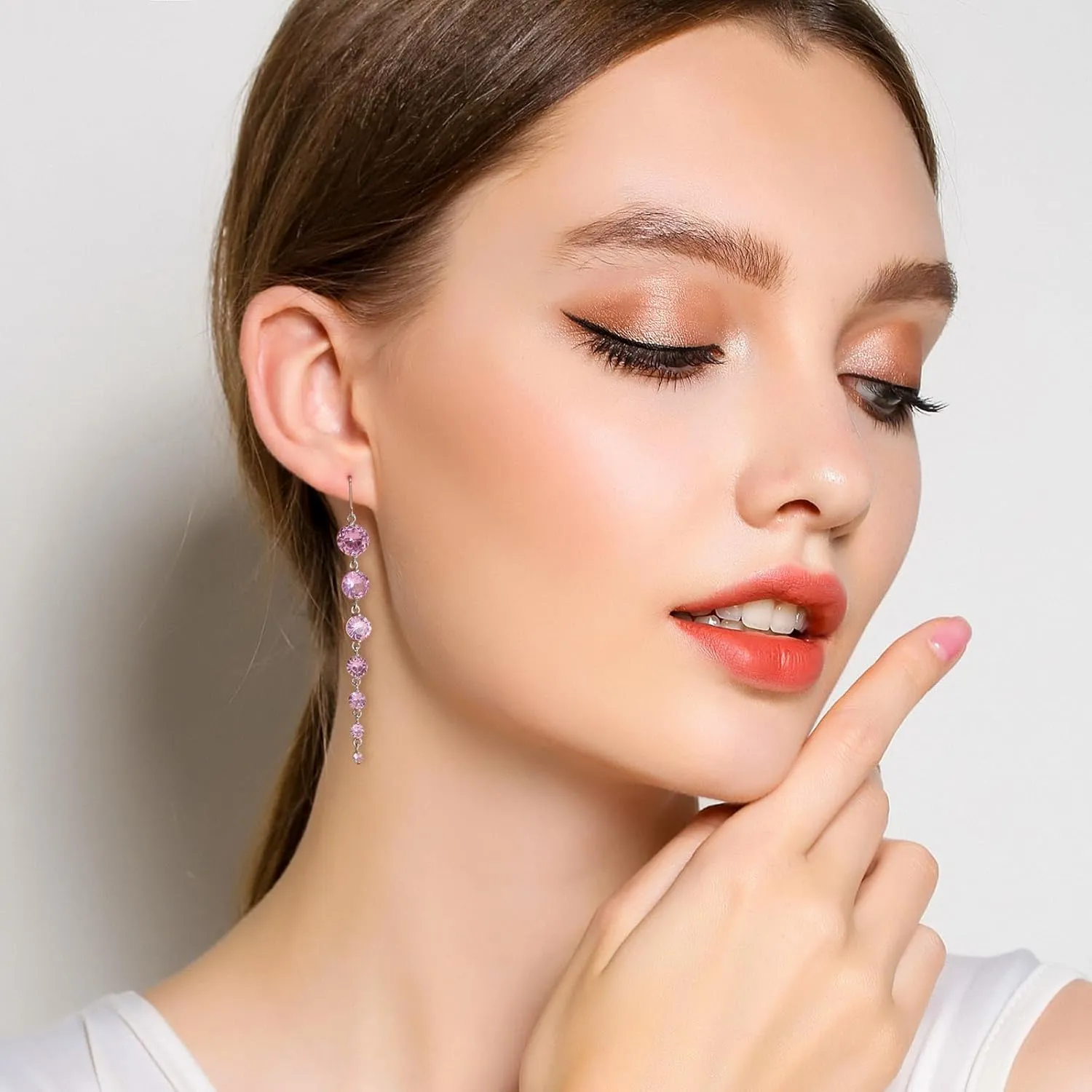 925 Silver Dangle Earrings for Women Statement 5A Cubic Zirconia Prom Earrings for Wedding Elegant Diamond Jewelry for Bride