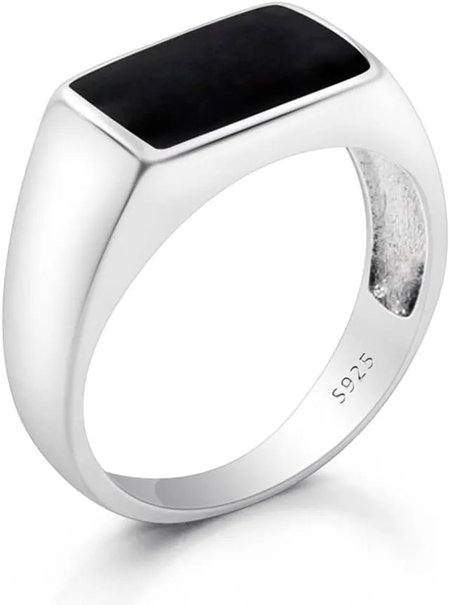 925 Silver Ring Men & Women Black Enamel ring Simple elegant classic Middle East Ring couples Unisex party jewelry