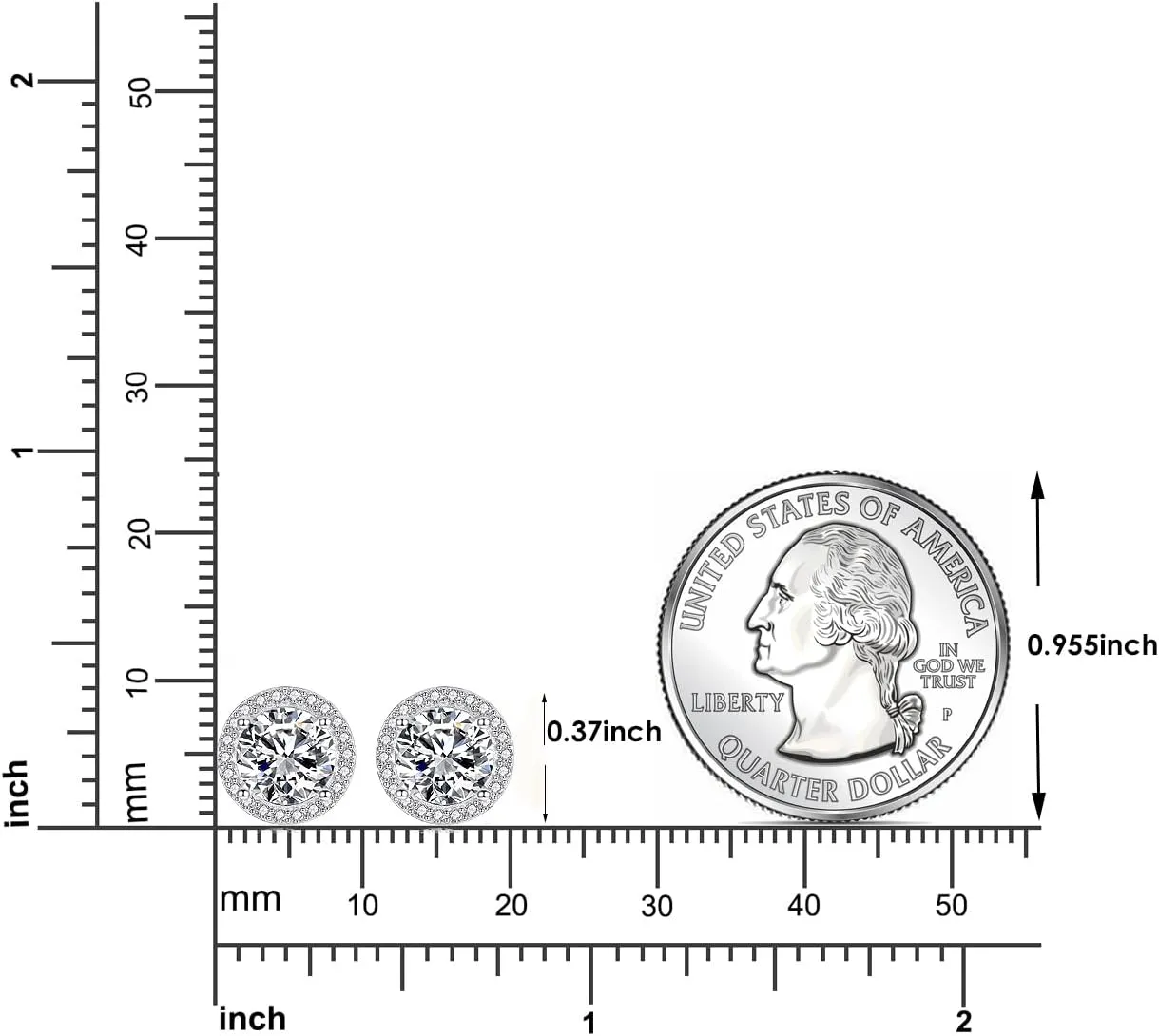 925 Sterling Silver 2-4 Carat Lab Simulation-Diamond Stud Earrings 5A Cubic Zirconia Stud Earrings Hypoallergenic White Gold Plated, Perfect Jewelry Gifts